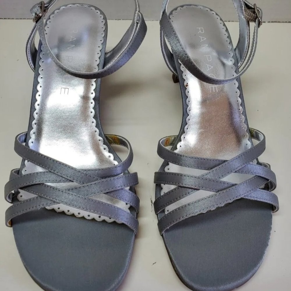 Rampage Silver Gray Satin Heels
